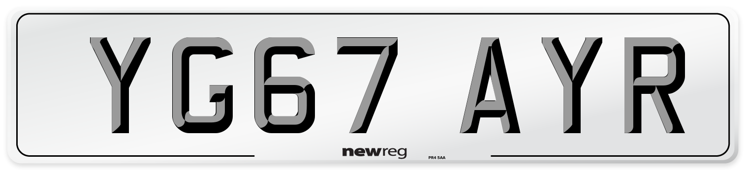 YG67 AYR Number Plate from New Reg
